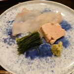 津の守坂 小柴 - お造：真子鰈、あん肝、おかひじき