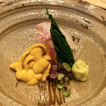 霞町 やまがみ - 造り 鯛 赤雲丹