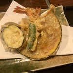 伊吹そば - 野菜とえびの天ぷら・4種