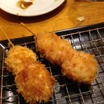 大阪串かつ てん家わん屋 - うずら、ホタテ貝柱：定番の美味さ