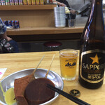 ゆきちゃんラーメン - ビール♡と味噌おでん。おでん美味いなー。