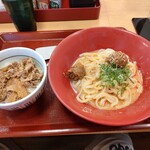 なか卯 - 冷やし坦々うどん並、和風牛丼小