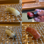 群来膳 - ヒラメ　マグロ赤身　蝦夷鮑　マグロトロ