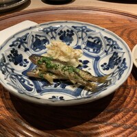 妙見石原荘 食菜石蔵 - 稚鮎ですの鮎の香りでなく技で前菜です・