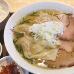 塩ラーメン あす流 - 帯ワンタン塩ラーメン、白ご飯