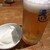 えぼし - 料理写真:生ビール６８２円　もうのんでる、お通し２７５円　豆腐塩味付き、