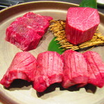北海道焼肉 北うし - 【塩焼き】3週間熟成/知床和牛、タン元の厚切り＆ハラミ