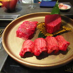 北海道焼肉 北うし - 【塩焼き】3週間熟成/知床和牛、タン元の厚切り＆ハラミ