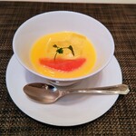 中国料理 陽明殿 - 豆乳プリン 柚子ソース アロエとピンクグレープフルーツ