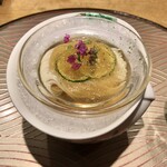 六本木 kappou ukai - 爽やかジュレお素麺の下にはじゅん菜と卵豆腐