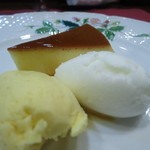 かわむら - デザート　とろけるプリン　ヨーグルトのシャーベット　バニラアイスクリーム