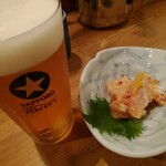 新潟 食楽園 - ビールに鮭塩辛