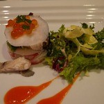 レストラン フィーネ - 選べる前菜（1）蟹と鯖と蕪のミルフィーユ　です