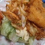 ロンク食堂 - 定食の野菜のかき揚げと白身魚フライとサラダ♪