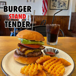 Burger Stand Tender - 『ベーコンチーズバーガー¥1,200』 『ハラペーニョ¥100』 『ワッフルポテト&ドリンク¥350』