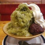 コメダ珈琲店 - カキ氷（宇治抹茶に、ソフト＆小倉あんトッピング）