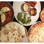 インド・ネパールカレー　ミテリ - カレー２種類、チーズナン、ナン、生春巻き、シーカバブ