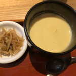 Nihon Ryouri Isshou - コーン味冷たい茶碗蒸しとザーサイ