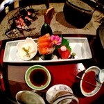 本家伴久 - 刺身（八汐鱒、湯波、鮪中トロ）(2013.Feb)