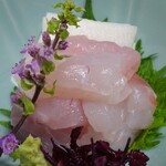 山ばな平八茶屋 - 若狭懐石：ぐじ向付（ぐじの一汐造り、うど）