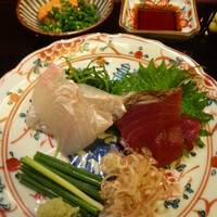 はらまさ - お造り（鰹、ヒラメ）