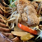 はれるや - お肉の下には炒めた野菜などが