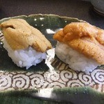 梅乃寿司 - 2013/03　雲丹2種　恵山と噴火湾