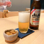鮨なかむら - ノンアルビールとガリ