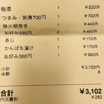 Tsukiji Otokomaezushi - ■合計 3,102円(消費税込)