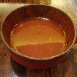 印度料理シタール - 同行の友人のラッサム。豆しっかり。食前に最高な薬膳スープみたいな。