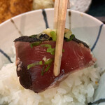 魚人食堂 - アジフライ定食 withカツオたたき小鉢