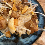 海老丸らーめん - Ｗ卵の旨豚山椒丼に♪