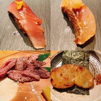築地青空三代目 大名古屋ビルヂング店 - 平貝の磯部焼き・マグロ頬肉の炙り