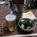 横田酒店 - 瓶ビール(大瓶 460円)と若竹煮