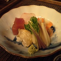 魚菜料理 縄屋 - ③ばいがい、まぐろ、たいの刺身
