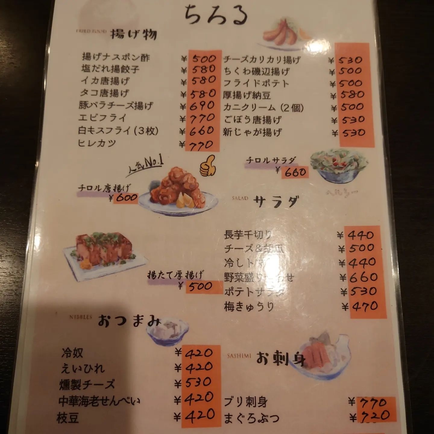 メニュー写真 : 酒楽屋 ちろる - 板橋区役所前/居酒屋 | 食べログ