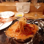 やまぐち - 三河湾の手長エビとフルーツトマトのカッペリーニ、カラスミ追加