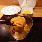 やまぐち - 伊根町の赤雲丹とジュンサイ、トウモロコシのブランマンジェ