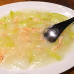 華味 - 上品な塩味、とろみの中に桜海老のシャリ感が交じる。薄味だが出汁が効いており、おかずになる