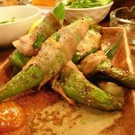 万願寺甘唐辛子の豚バラ巻き焼き