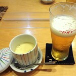 天ぷら処 こさか - 生ビール（３口飲みました）＆ お通し