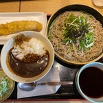 山田うどん - 大あなご天ざるそばミニ辛口カレー丼