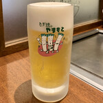 ねぎ焼やまもと - 生ビール（アサヒマルエフ）中ジョッキ ¥600