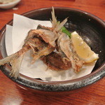 魚金 - 刺身のアジで骨煎餅