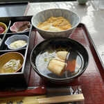 Shokudou Inaho - がっこ懐石1,650円のいぶりがっこ玉子丼ときりたんぽ椀