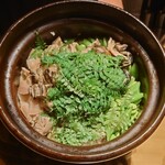 鈴田式 - 薪焼した岩牡蠣と蛤のご飯
