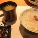 りんどう - お味噌汁にそうめんが入ってました。