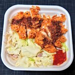 かつや - 増し増し豚ﾊﾗﾐのｽﾀﾐﾅ炒めとWﾁｷﾝｿｰｽｶﾂ丼 ご飯大盛

