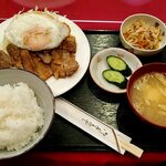 Pコック - 豚ロースみそ漬け焼き定食全景　これで＠650（税込）！