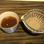 芳水 - ☆濃いめの出汁つゆに蕎麦湯ドロップ！素晴らしい味わい❤️